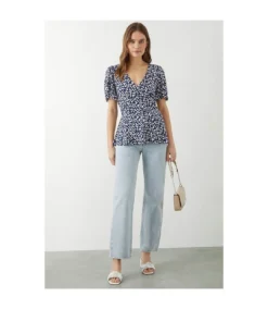 Dorothy Perkins Womens/Ladies Spotted Angel Sleeve Wrap Top (Navy) -Featured Women's Clothing Stores 007010140C3227CE9ADC485ED4F7E69C748547F3CCD47686544F97C635769E6C