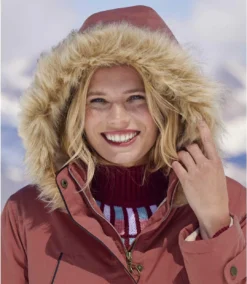 Women's Pink Water-Repellent Microtech Parka - Faux-Fur Hood -Featured Women's Clothing Stores 00bc2608db880af3f89138040b5bb6e6