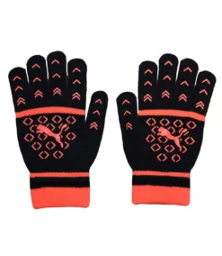 Puma Womens/Ladies Striped Gloves (Black/Coral)