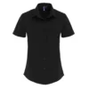Premier® Premier Womens/Ladies Stretch Fit Poplin Short Sleeve Blouse (Black)
