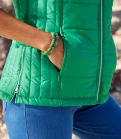 Women's Green Full Zip Padded Vest - Water-Repellent -Featured Women's Clothing Stores 090cc3455f61900e7d59bce6e4ed04e4