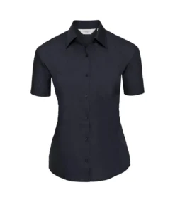 Russell Collection Womens/Ladies Poplin Easy-Care Short-Sleeved Shirt (French Navy)
