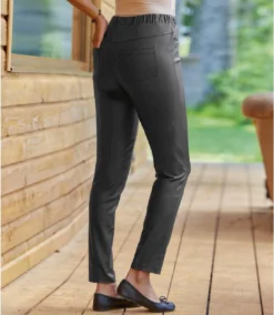 Women's Black Satin-Effect Stretchy Pants