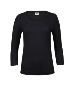 Tee Jays Womens/Ladies Stretch 3/4 Sleeve T-Shirt (Black)