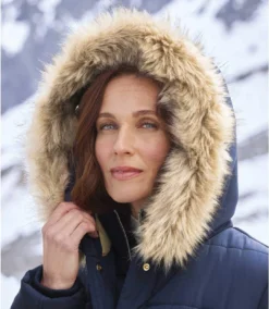 Women's Navy Padded Winter Jacket - Water-Repellent - Faux-Fur Hood -Featured Women's Clothing Stores 0c02a25e2c7a5f5f865f83feb5e1e231