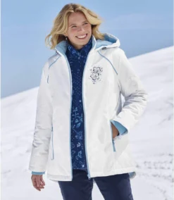 Women's White Fleece-Lined Ski Jacket