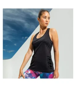 Tri Dri Womens/Ladies Performance Strap Back Tank Top (Black)