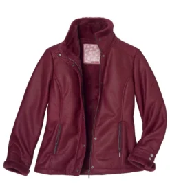 Women's Burgundy Faux-Suede Jacket - Water-Repellent -Featured Women's Clothing Stores 169707e7ea5173c07a8c8919c2935a2e