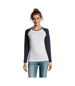 SOLS Womens/Ladies Milky Contrast Long Sleeve T-Shirt (White/French Navy) -Featured Women's Clothing Stores 1713AE056196DBCB3E2CF7BD8977B088E58D226BF7B51E914E2128A8E10A69B5