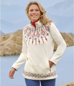 Women's Printed Microfleece Pullover - Quarter-Zip