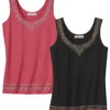 Pack Of 2 Women's Tank Tops - Coral Black