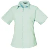 Premier® Premier Short Sleeve Poplin Blouse/Plain Work Shirt (Aqua)