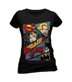 Justice League Womens/Ladies Heroine Pop Art T-Shirt (Multicolored)