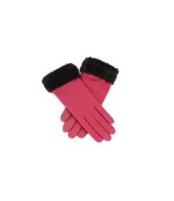 Eastern Counties Leather Womens/Ladies Debbie Faux Fur Cuff Gloves (Cranberry) (M)