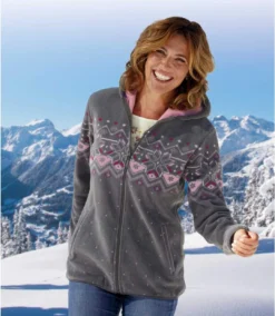 Women’s Full-Zip Hooded Fleece Jacket - Grey