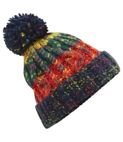 Beechfield® Womens/Ladies Corkscrew Pom Pom Beanie (Crackling Campfire)
