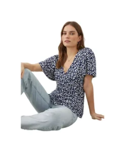 Dorothy Perkins Womens/Ladies Spotted Angel Sleeve Wrap Top (Navy)