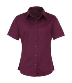 Premier® Premier Short Sleeve Poplin Blouse/Plain Work Shirt (Aubergine)