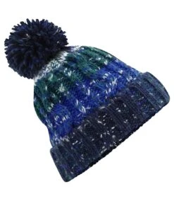 Beechfield® Womens/Ladies Corkscrew Pom Pom Beanie (Chilli Blues)