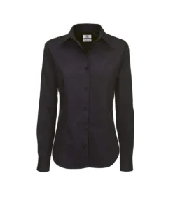 B&C Womens/Ladies Sharp Twill Long Sleeve Shirt (Black)