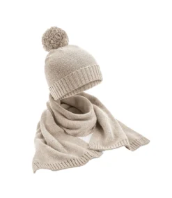 Beechfield Womens/Ladies Flecked Hat And Scarf Set (Oatmeal) (One Size)