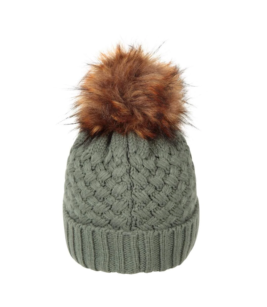 Mountain Warehouse Womens/Ladies Lisbon Pom Pom Borg Lined Beanie (Green) 2 Mountain Warehouse Womens/Ladies Lisbon Pom Pom Borg Lined Beanie (Green) - Image 2