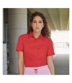 Fruit Of The Loom Ladies Lady-Fit Short Sleeve Poplin Shirt (Red) -Featured Women's Clothing Stores 367ECEF7CAD053B4371F0A061C21DBF325F119C3BCEAA615E38AA27F4755B780