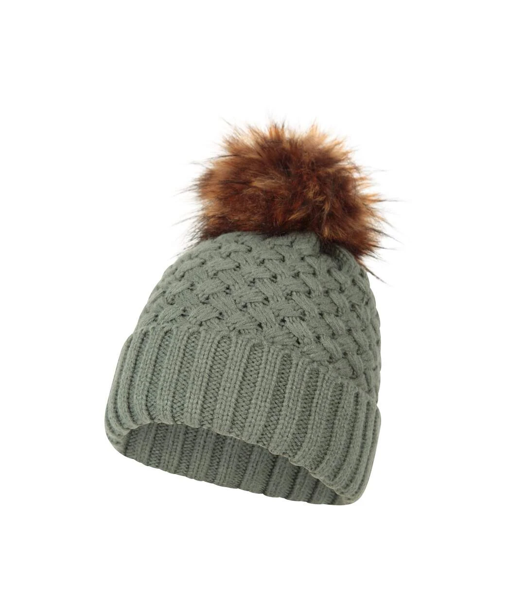 Mountain Warehouse Womens/Ladies Lisbon Pom Pom Borg Lined Beanie (Green) 4 Mountain Warehouse Womens/Ladies Lisbon Pom Pom Borg Lined Beanie (Green) - Image 4