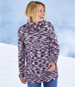 Women's Mottled Knit Turtleneck Sweater - Pink Blue