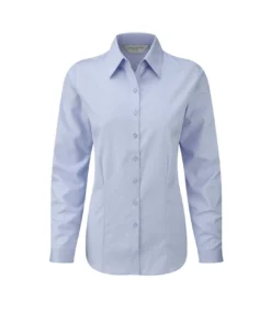 Russell Ladies/Womens Herringbone Long Sleeve Work Shirt (Light Blue)