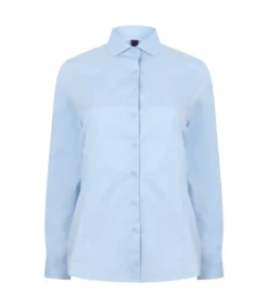 Henbury Womens/Ladies Long Sleeve Stretch Shirt (Light Blue)