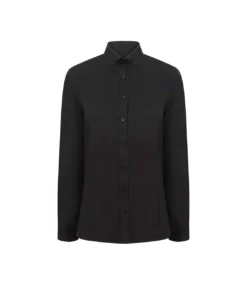 Henbury Womens/Ladies Modern Long Sleeve Oxford Shirt (Black)