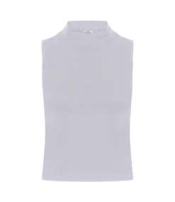 Skinni Fit Womens/Ladies High Neck Crop Vest Top (White)