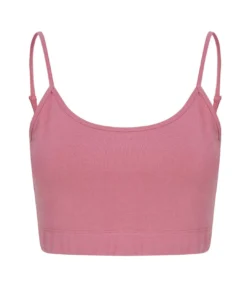 Skinni Fit Womens/Ladies Fashion Sustainable Adjustable Strap Crop Top (Dusky Pink)