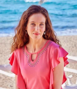 Women's Pink Ruffle Sleeve T-Shirt -Featured Women's Clothing Stores 5cb58e9dd84944d2f81e9b251e0ca327