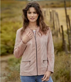 Women's Pink Faux Suede Jacket