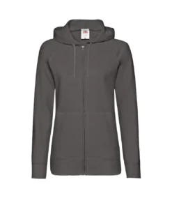 Fruit Of The Loom Ladies Fitted Hooded Sweatshirt (Light Graphite)