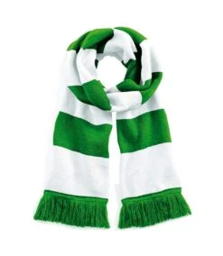 Beechfield Varsity Unisex Winter Scarf (Double Layer Knit) (Kelly Green / White) (One Size)