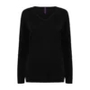 Henbury Womens/Ladies Cotton Acrylic V Neck Sweatshirt (Black)