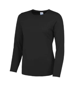 AWDis Just Cool Womens/Ladies Girlie Long Sleeve T-Shirt (Jet Black)