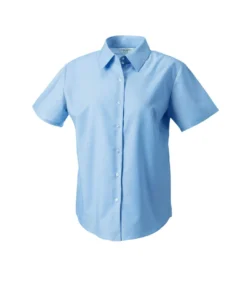 Russell Collection Womens/Ladies Oxford Short-Sleeved Shirt (Oxford Blue)
