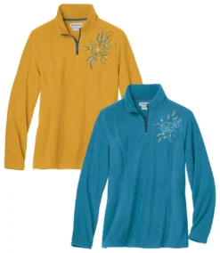 Pack Of 2 Women's Microfleece Pullovers - Ochre Blue