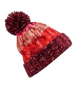 Beechfield® Womens/Ladies Corkscrew Pom Pom Beanie (Cherry Sherbet)