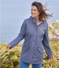 Women's Blue Parka-Style Windbreaker