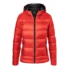 James And Nicholson Womens/Ladies Hooded Down Jacket (Flame Red/Black)