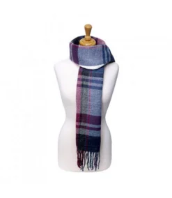 Hy Womens/Ladies Tartan Supersoft Scarf (Grape/Riviera Blue/White) (One Size)