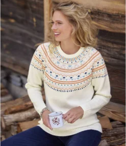 Women's Ecru Knitted Sweater