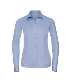 Russell Collection Womens/Ladies Herringbone Long-Sleeved Formal Shirt (Light Blue)