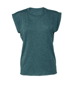 Bella + Canvas Womens/Ladies Flowy Muscle Tee (Deep Teal Heather)