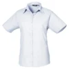 Premier® Premier Short Sleeve Poplin Blouse/Plain Work Shirt (Light Blue)